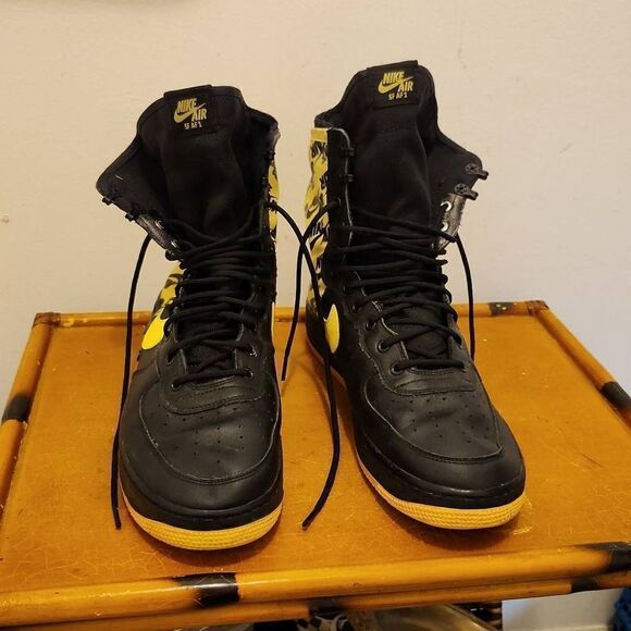 Men Nike AF Air Force High AR1955-001 Dynamic Yellow Black Sneakers Size 13 - Picture 1 of 10